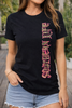 Woman Black Tee Shirt with Pink and Camo Logo