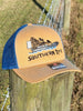 Southern Life Airboat Trucker Hat – Tan & Blue
