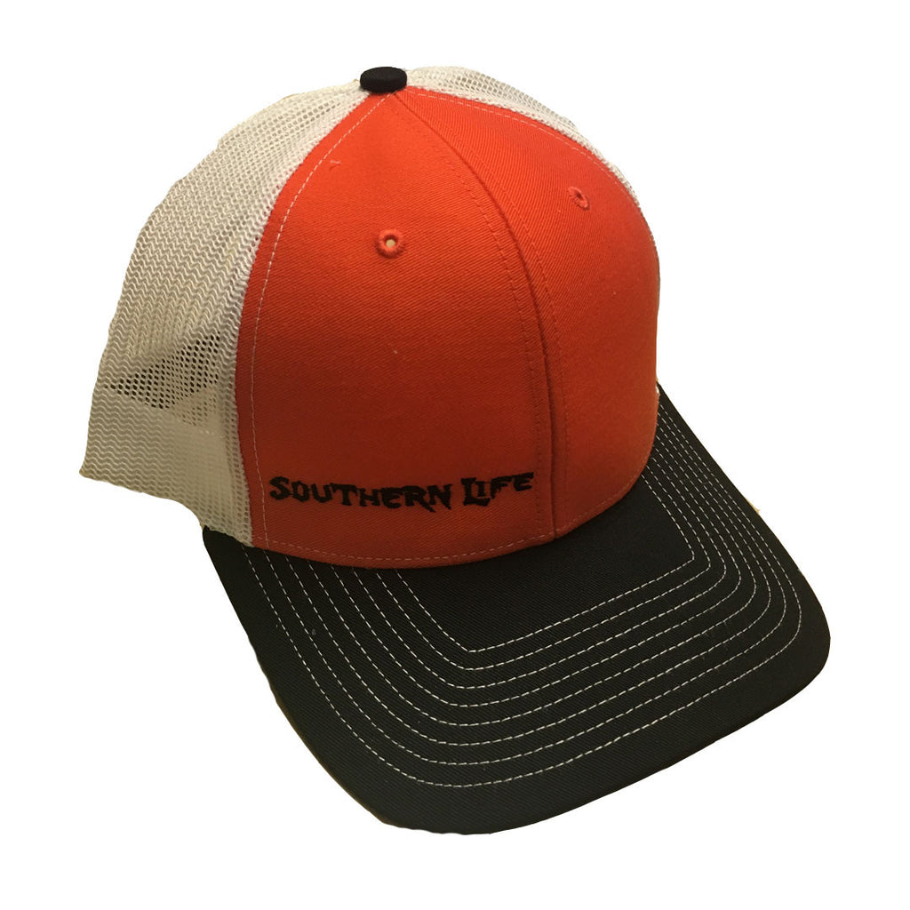 Orange & Black Southern Life Snap Back Hat - Southern Life Apparel