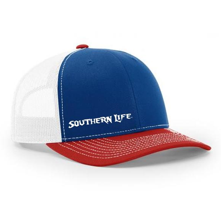 Red, White & Blue Southern Life Snap Back Hat - Southern Life Apparel